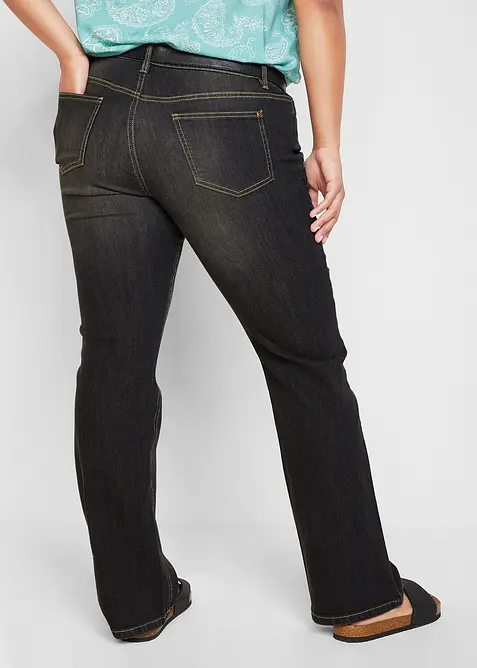 Jeans bootcut elasticizzati confortevoli, vita media, bonprix