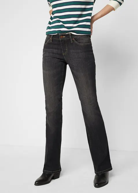 Jeans bootcut elasticizzati confortevoli, vita media, bonprix