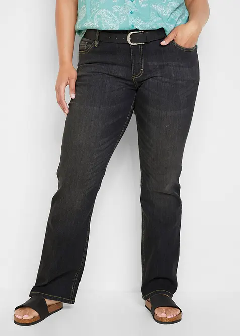 Jeans bootcut elasticizzati confortevoli, vita media, bonprix