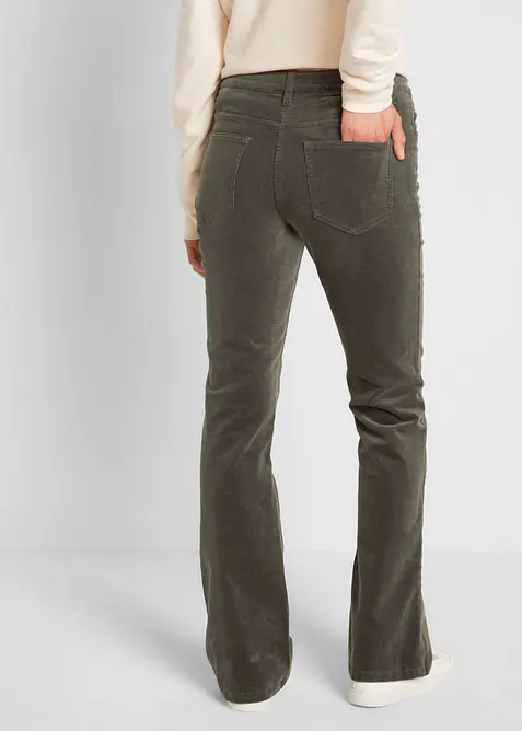 Pantaloni in velluto a coste elasticizzato di misto cotone, bootcut, bonprix