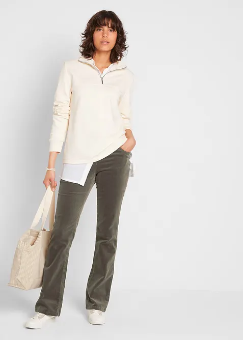 Pantaloni in velluto a coste elasticizzato di misto cotone, bootcut, bonprix