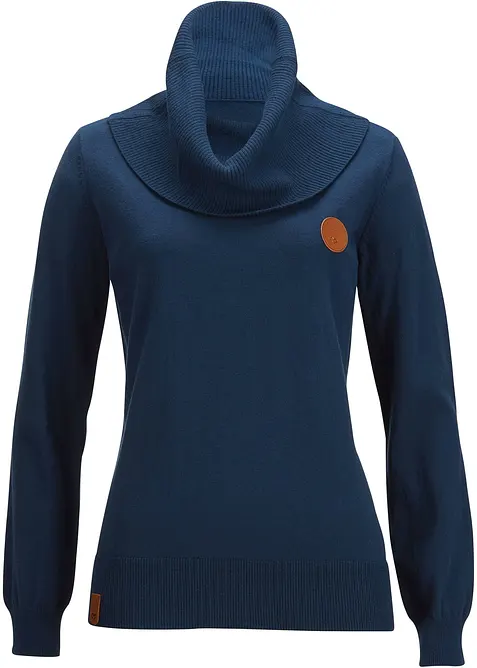 Maglione in filato fine con collo ampio, bonprix