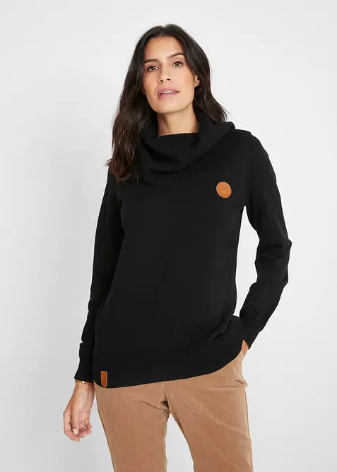 Maglione in filato fine con collo ampio, bonprix