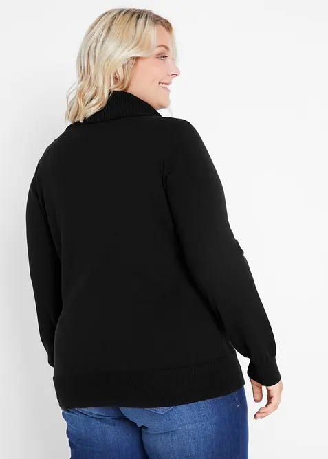 Maglione in filato fine con collo ampio, bonprix