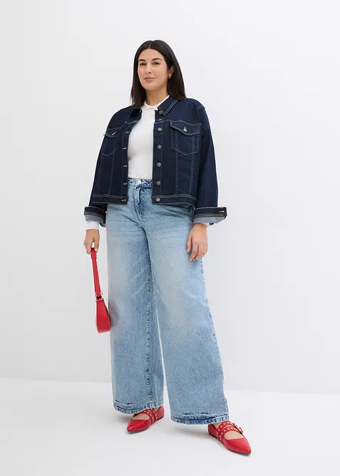 Jeans wide leg lunghi, low strech, vita media, bonprix