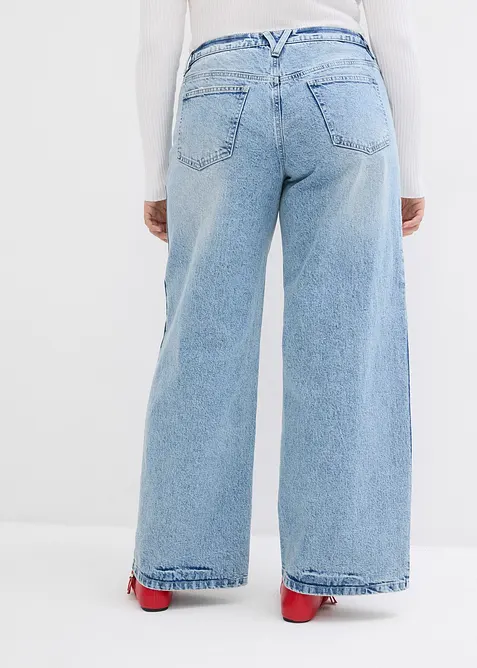 Jeans wide leg lunghi, low strech, vita media, bonprix