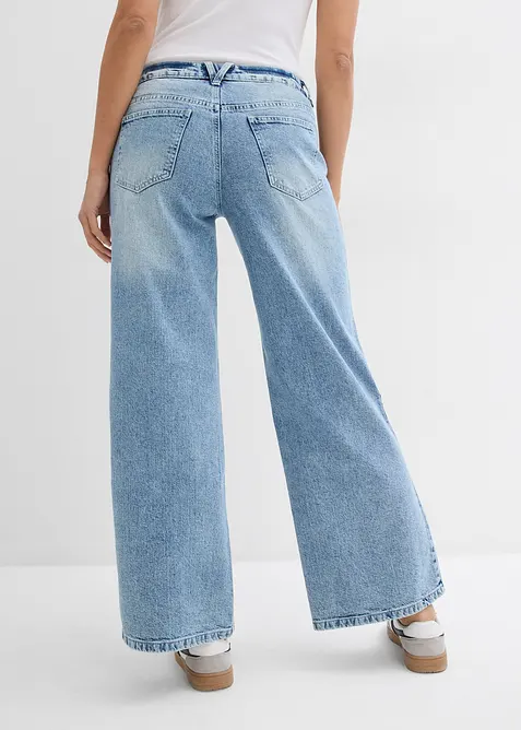 Jeans wide leg lunghi, low strech, vita media, bonprix
