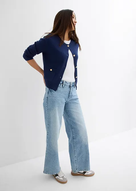 Jeans wide leg lunghi, low strech, vita media, bonprix