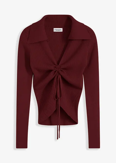 Maglione a coste con arricciatura, bonprix