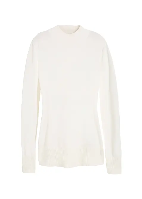 Maglione basic in filato fine con collo dritto e cotone riciclato, bonprix