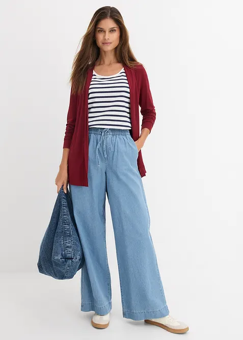 Jeans wide leg con cinta comoda, vita media, bonprix