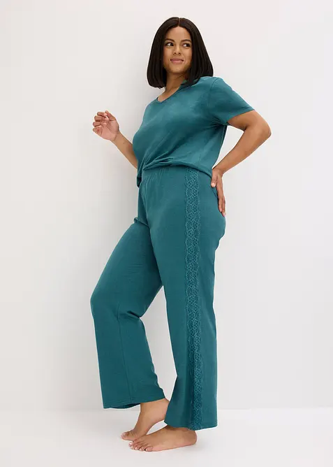 Pigiama con viscosa e pizzo, bonprix