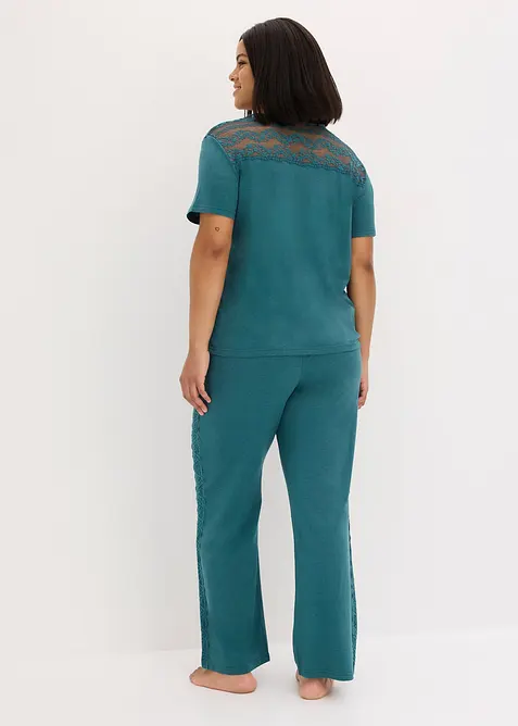 Pigiama con viscosa e pizzo, bonprix