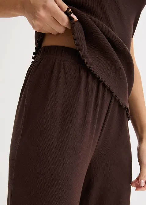 Pigiama a coste con pizzo al top, bonprix