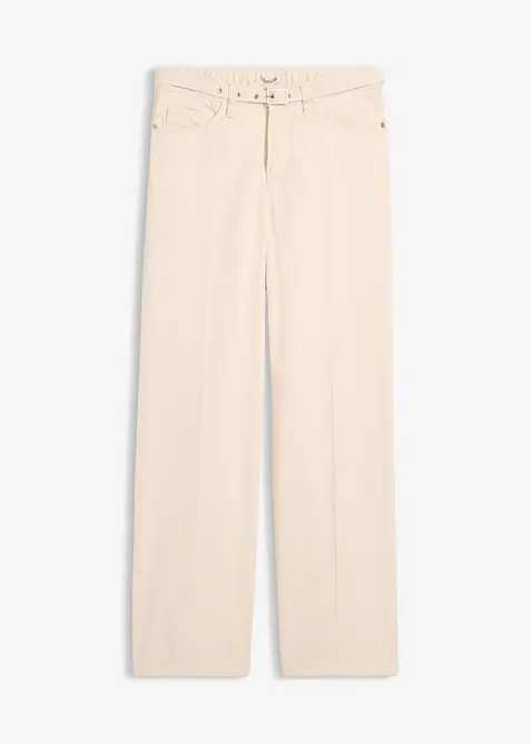 Jeans straight loose fit in cotone, vita media, bonprix