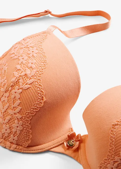 Reggiseno con coppe preformate, ferretto, cotone biologico e pizzo, bonprix