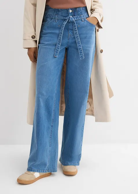 Jeans wide leg in cotone biologico, vita alta, bonprix