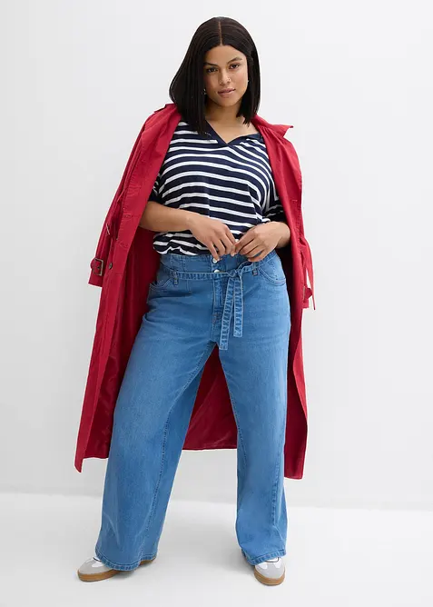 Jeans wide leg in cotone biologico, vita alta, bonprix