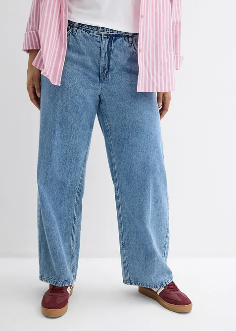 Jeans straight loose fit, vita media, bonprix