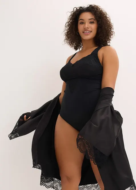 Body senza ferretto con pizzo ed effetto modellante medio, bonprix
