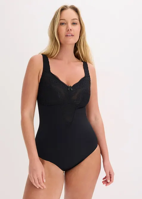 Body senza ferretto con pizzo ed effetto modellante medio, bonprix