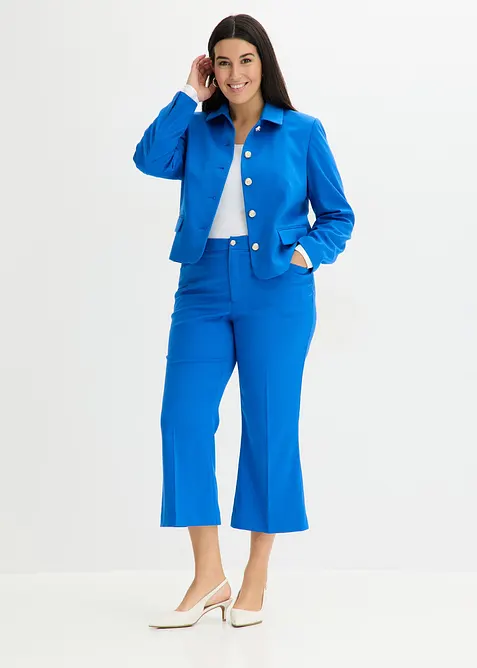 Pantaloni cropped svasati con bottone decorativo, bonprix