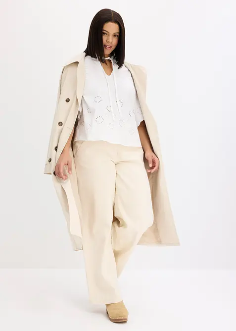 Tunica corta con ricami traforati, bonprix