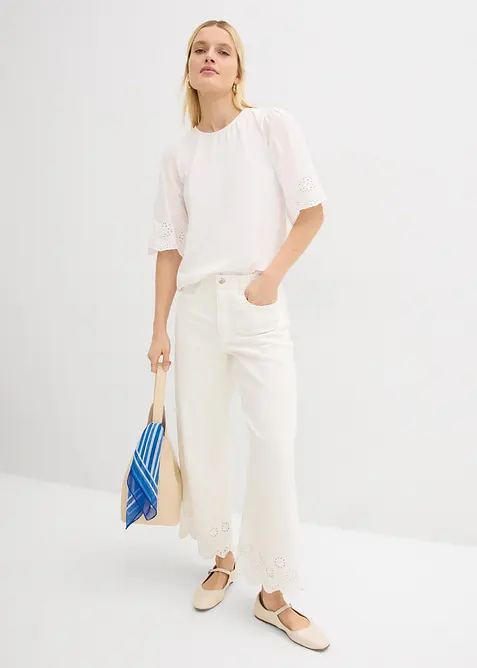 Pantaloni culotte in misto cotone elasticizzato, bonprix