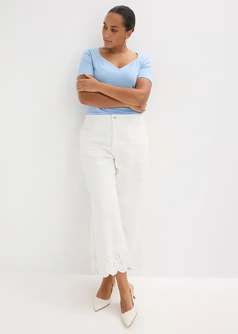 Pantaloni culotte in misto cotone elasticizzato, bonprix