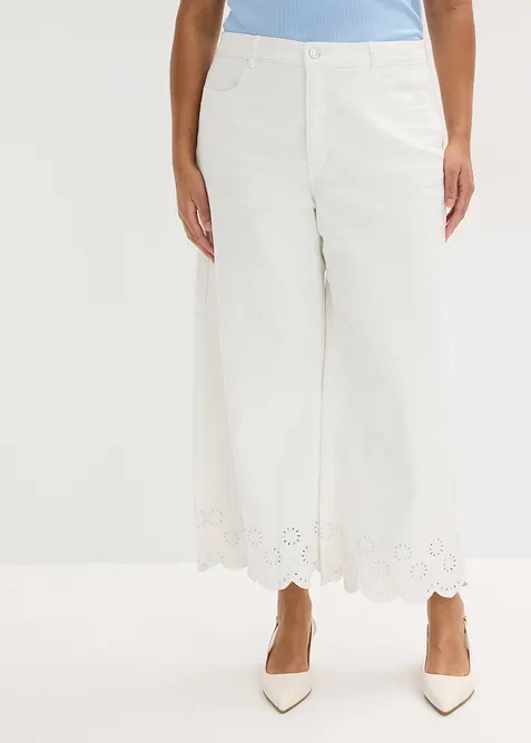 Pantaloni culotte in misto cotone elasticizzato, bonprix