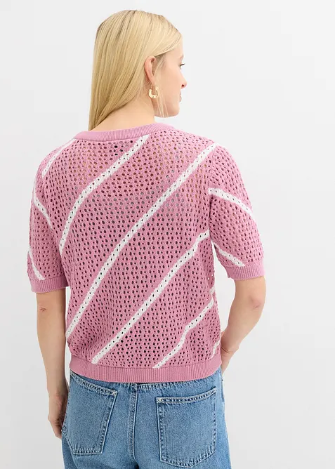 Maglione traforato in puro cotone, bonprix