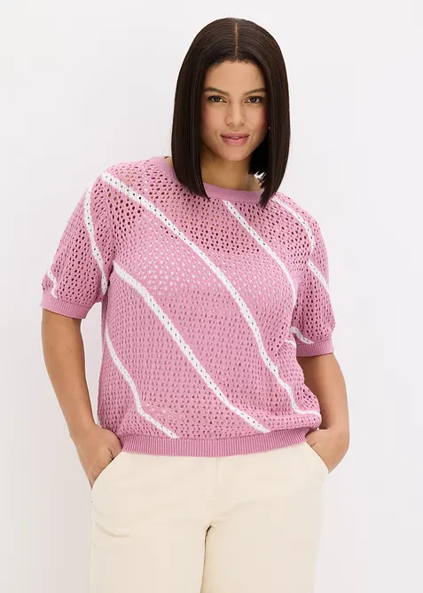 Maglione traforato in puro cotone, bonprix