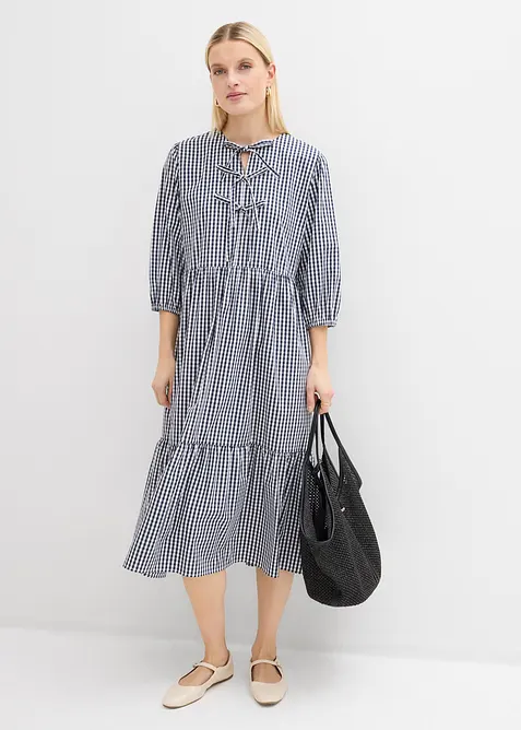 Abito midi in misto cotone elasticizzato, bonprix