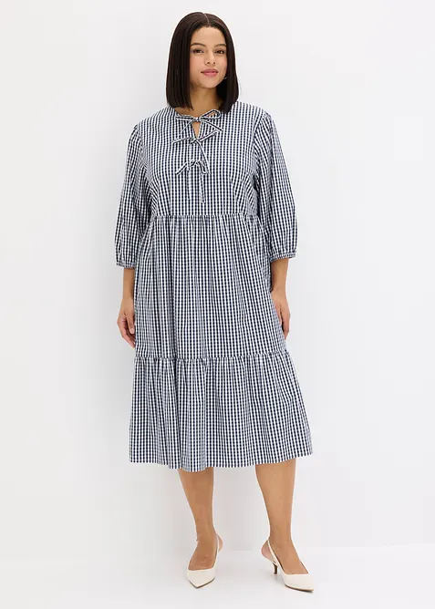 Abito midi in misto cotone elasticizzato, bonprix