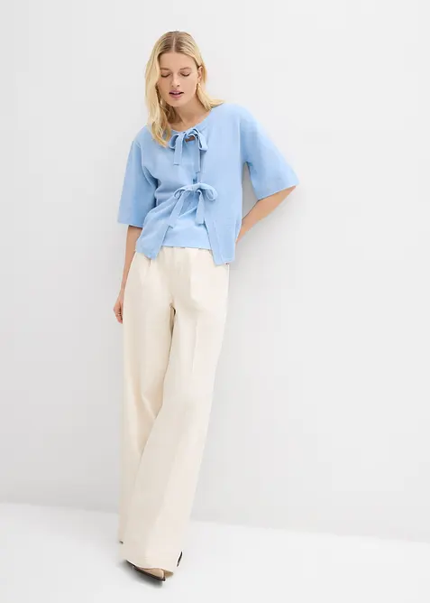 Cardigan in filato fine con fiocchetti, bonprix