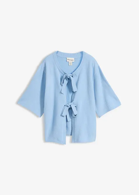 Cardigan in filato fine con fiocchetti, bonprix