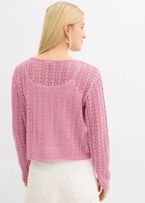 Cardigan traforato in puro cotone, bonprix