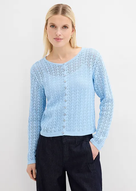 Cardigan traforato in puro cotone, bonprix