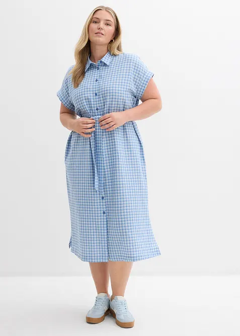 Abito chemisier in misto lino, bonprix