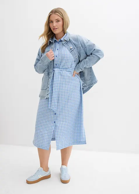 Abito chemisier in misto lino, bonprix