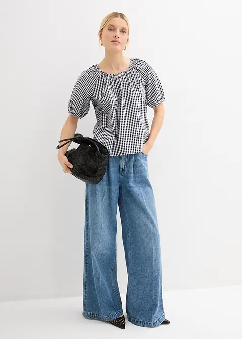 Blusa a maniche corte in puro cotone, bonprix