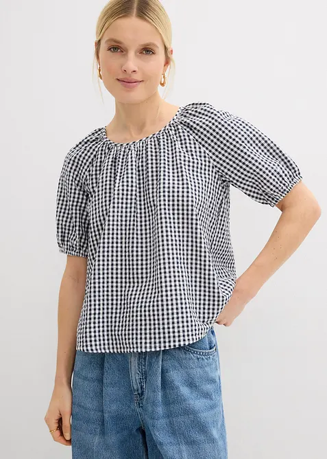 Blusa a maniche corte in puro cotone, bonprix