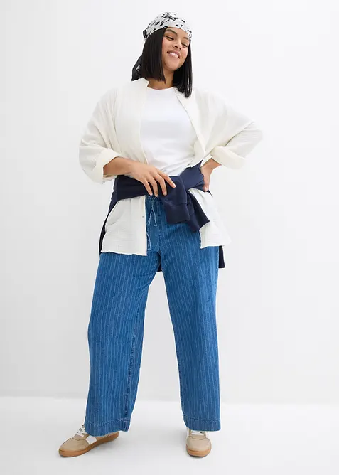 Jeans wide leg con elastico in vita, bonprix