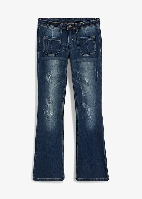 Jeans flared elasticizzati, vita bassa, bonprix