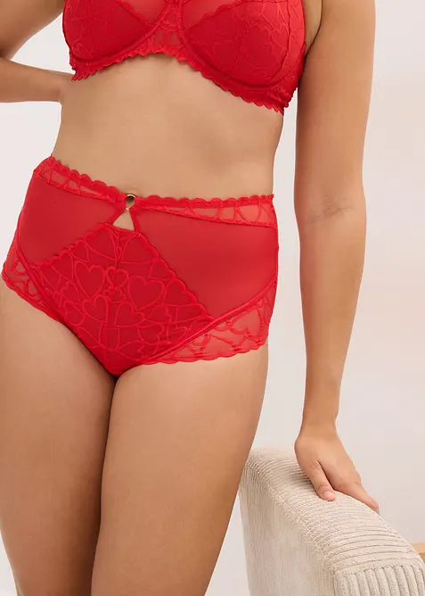 Panty a vita alta con pizzo a cuoricini, bonprix