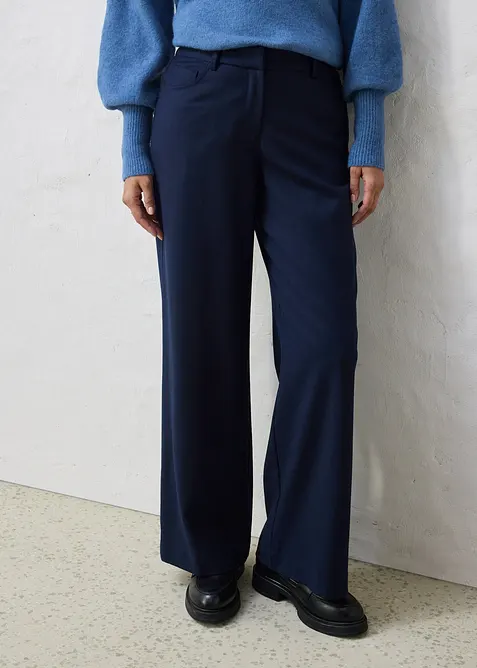 Pantaloni 5 tasche larghi con lana, bonprix