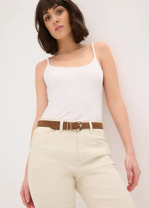 Cintura in pelle con fibbia in metallo lucido, bonprix