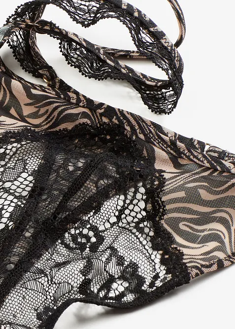 Tanga con mesh stampato, bonprix