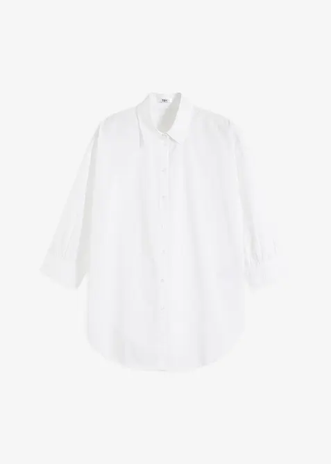 Camicetta oversize in cotone con maniche a 3/4, bonprix