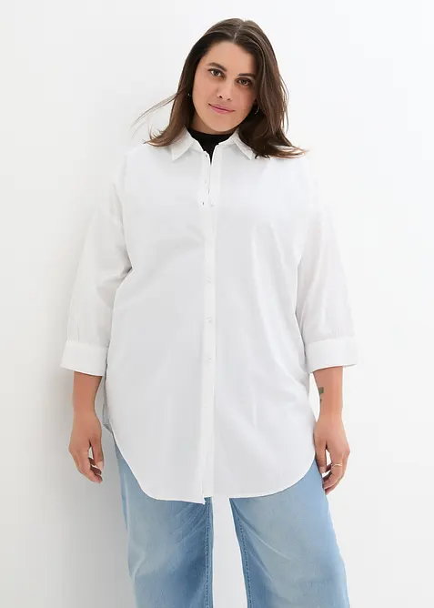 Camicetta oversize in cotone con maniche a 3/4, bonprix